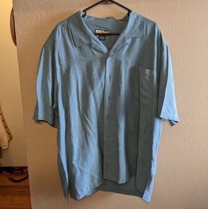 Havana Jacks Cafe Mens XXL Silk Blue Floral Short Sleeve Hawaiian Button Shirt